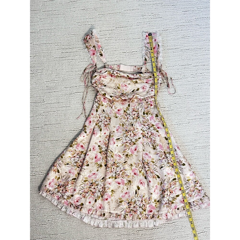 FOR LOVE & LEMONS Holland Mini Dress Women’s XS Pink Floral Coquette Romantic - Picture 9 of 16